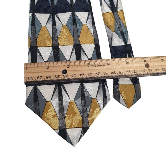 Ketch Mens Necktie Designer Accessory Office Work Dad Gift Black Gold Gray - Picture 3 of 5